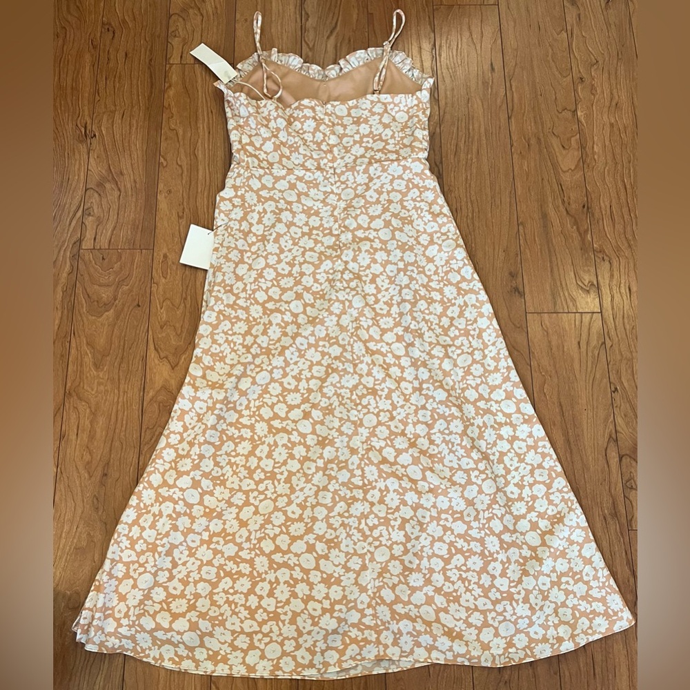 NWT Lulu’s x Lush Small Timeless Touch Peach Floral Print A-Line Midi Dress - Picture 11 of 16